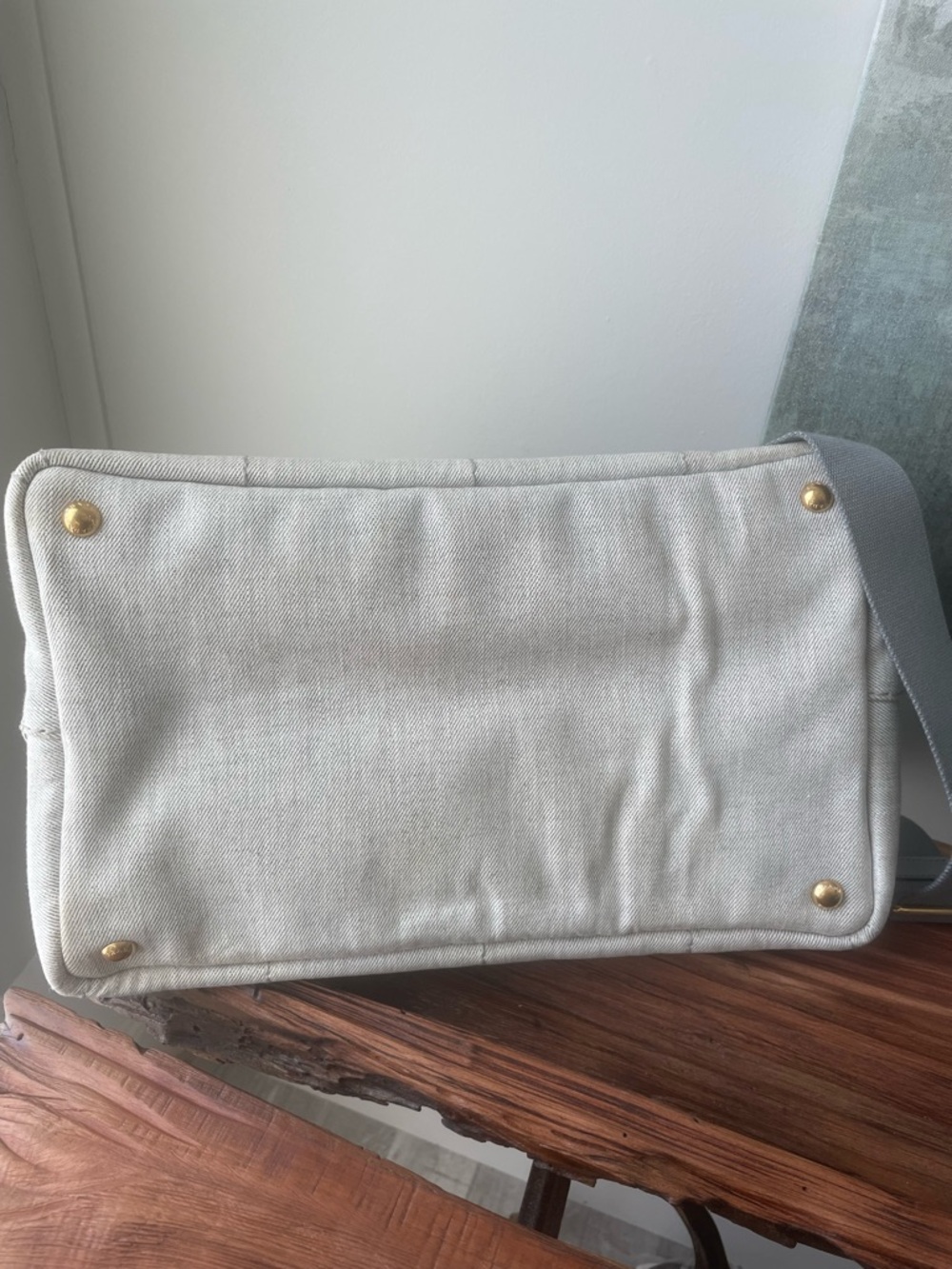 PRADA Gray Canvas Tote with Original Shoulder Strap - Picture 8 of 14